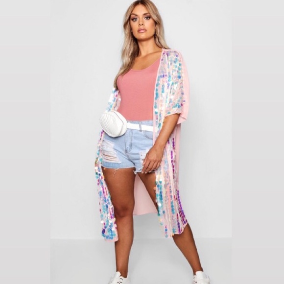plus size sequin kimono